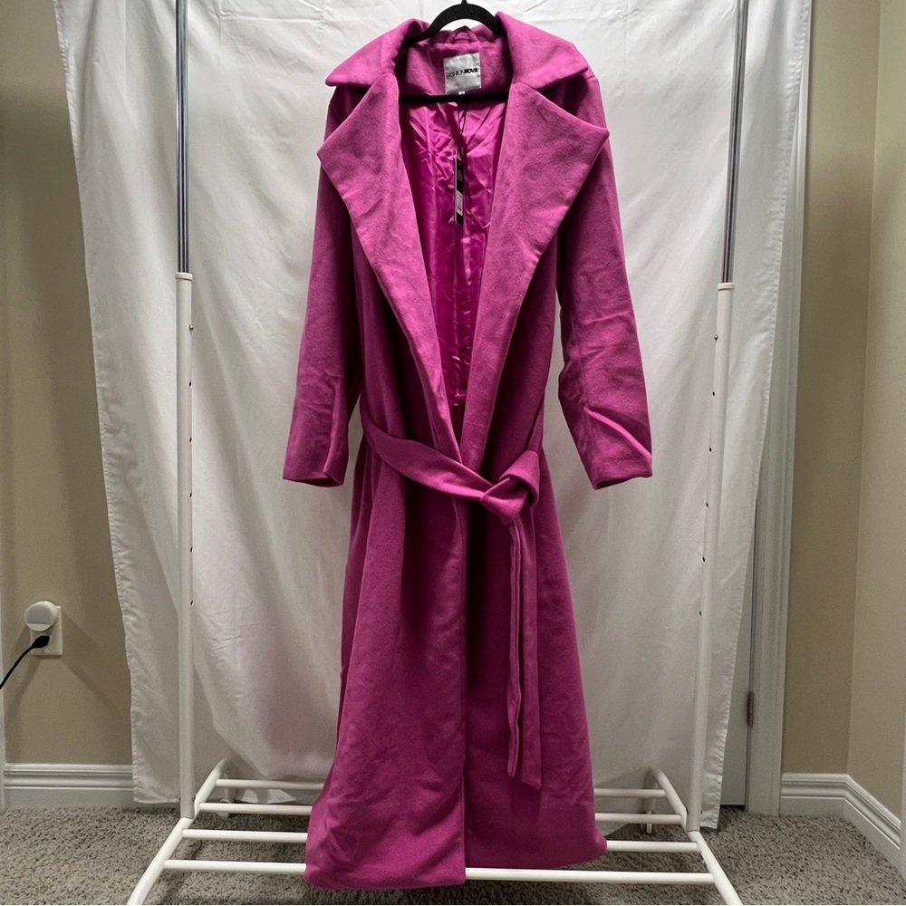 Fashion Nova Soho Chic Long Coat Pink Trench Overcoat Womens Plus Size 3X NWT
